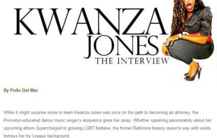 Kwanza Jones feature Guide To Gay